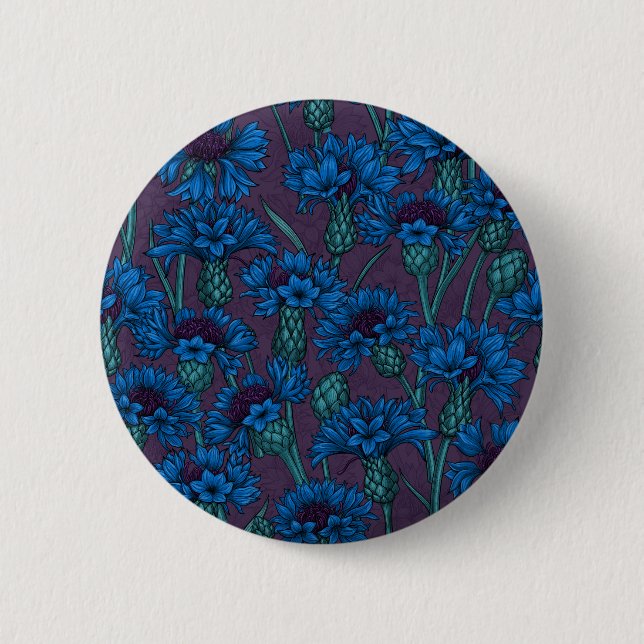 Badge Rond 5 Cm Fleurs de maïs bleues, fleurs sauvages (Devant)