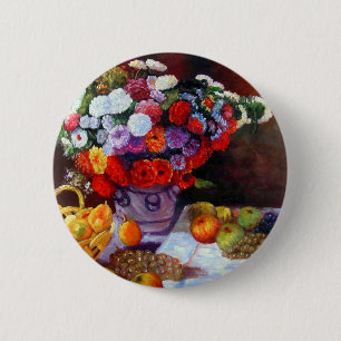 Badge Rond 5 Cm Fleurs de Monet et fruits
