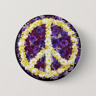 Badge Rond 5 Cm fleurs de paix