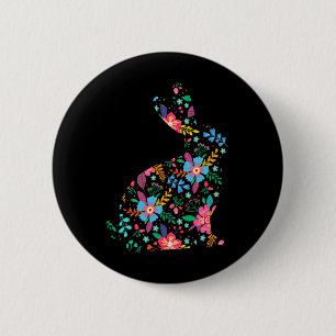 Badge Rond 5 Cm Fleurs de Pâques Femmes Filles Lapin de Pâques Fle