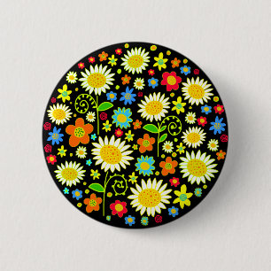 Badge Rond 5 Cm Fleurs de ressort