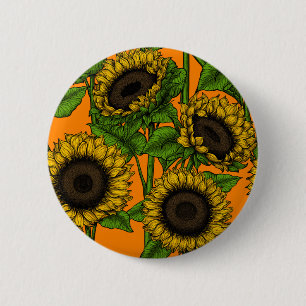 Badge Rond 5 Cm Fleurs de soleil