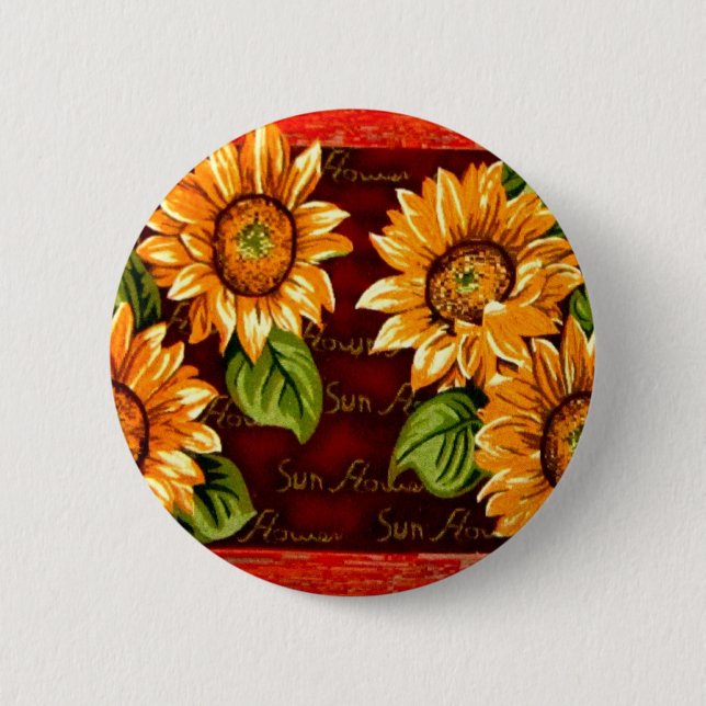 Badge Rond 5 Cm Fleurs de soleil (Devant)