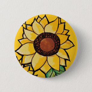 Badge Rond 5 Cm Fleurs de soleil