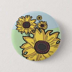 Badge Rond 5 Cm Fleurs de soleil