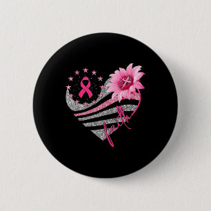 Badge Rond 5 Cm Fleurs de tournesol rose Ruban Faith Cancer du sei