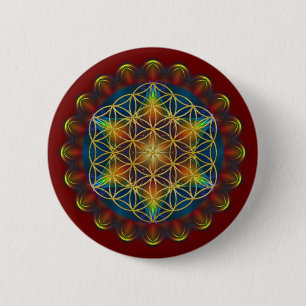 Badge Rond 5 Cm FLEURS DE VIE / Blume des Lebens - Mandala III