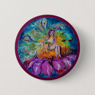 Badge Rond 5 Cm FLEURS EN Imaginaire DE NUIT