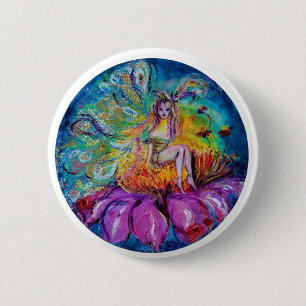 Badge Rond 5 Cm FLEURS EN Imaginaire DE NUIT
