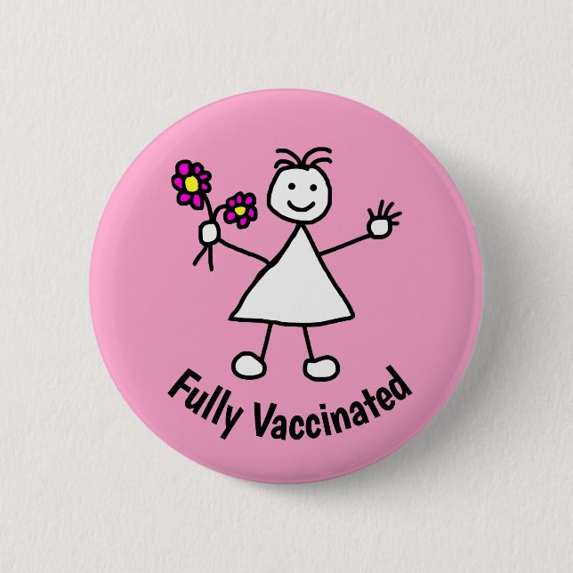 Badge Rond 5 Cm Fleurs filles mignonnes vaccinées (Devant)