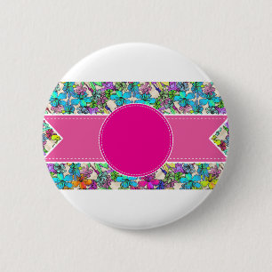 Badge Rond 5 Cm fleurs florales vignes colorées chic élégant de ma