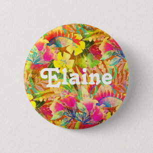 Badge Rond 5 Cm Fleurs hawaïennes tropicales feuilles fleuries col