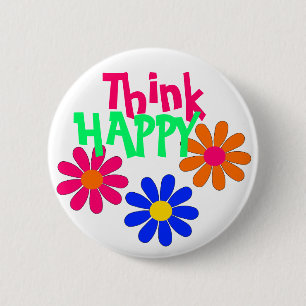 Badge Rond 5 Cm Fleurs heureuses super