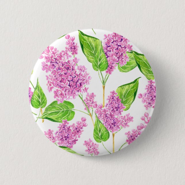 Badge Rond 5 Cm Fleurs lilas rose aquarelle (Devant)