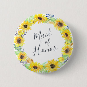 Badge Rond 5 Cm Fleurs Maid of Honor