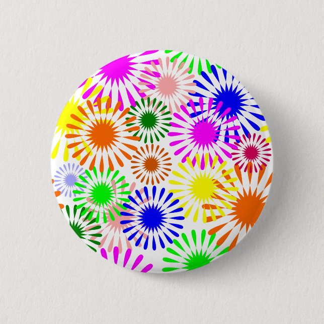 Badge Rond 5 Cm Fleurs multicolores (Devant)