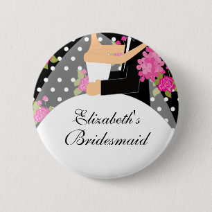Badge Rond 5 Cm Fleurs nuptiales du bouton de demoiselle d'honneur
