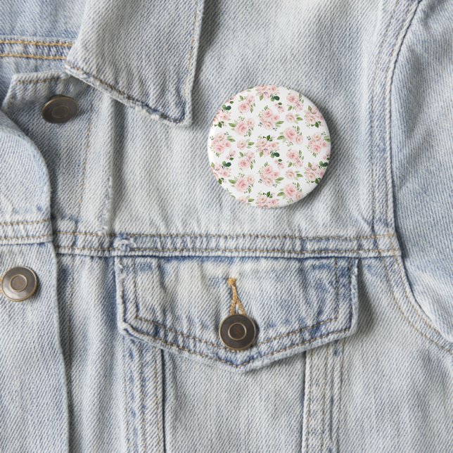 Badge Rond 5 Cm Fleurs roses, Roses roses, Fleurs Aquarelles (En situation)