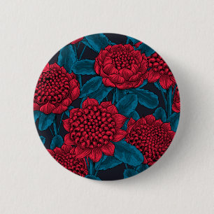 Badge Rond 5 Cm Fleurs rouges de waratah