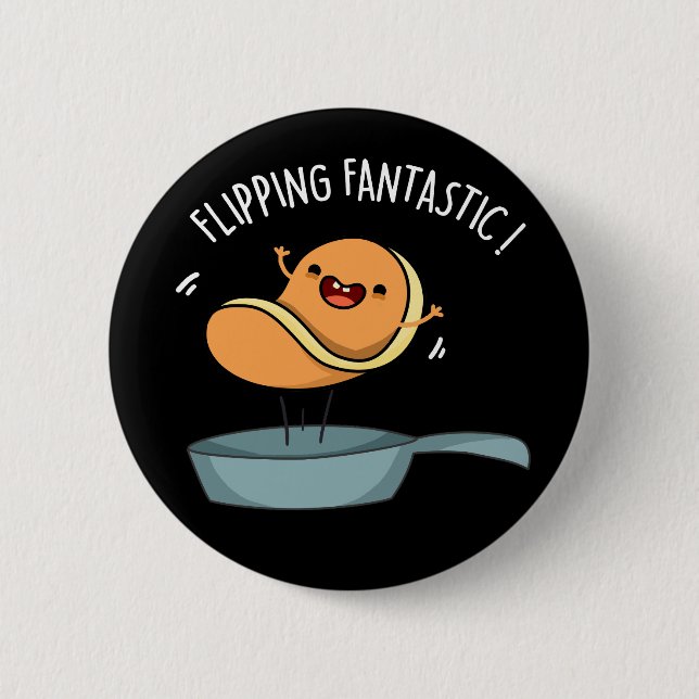 Badge Rond 5 Cm Fliastic Funny Pancake Pun Dark BG (Devant)