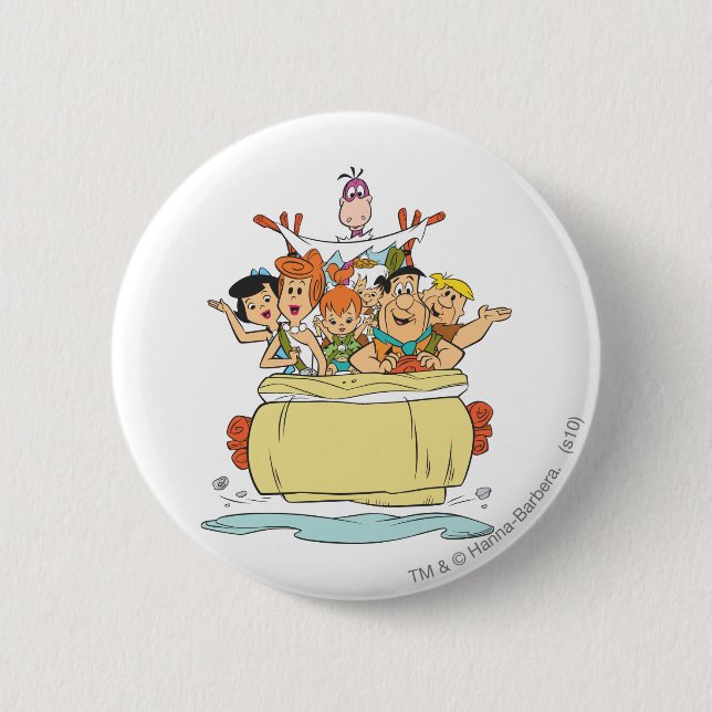 Badge Rond 5 Cm Flintstones Family Roadtrip (Devant)