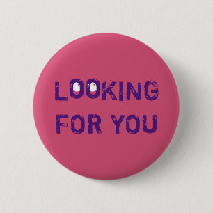 Badge Rond 5 Cm Flirt RECHERCHE POUR VOUS Bleu