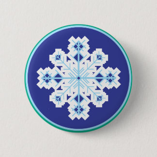 Badge Rond 5 Cm flocon de neige cristallin