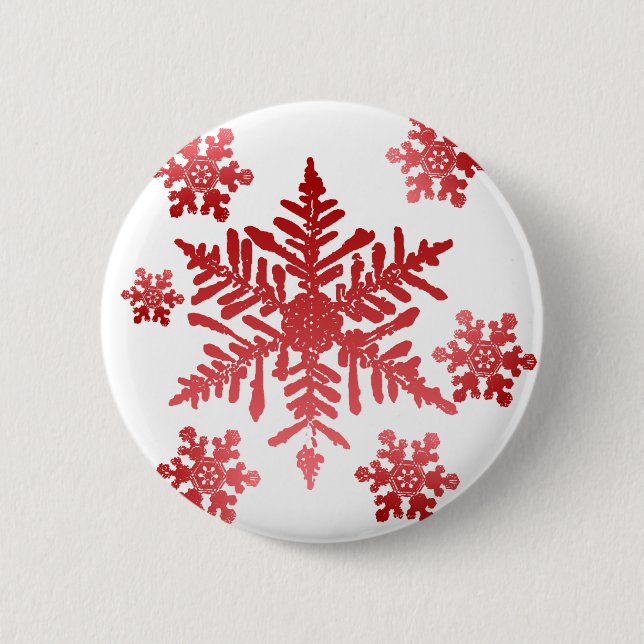 Badge Rond 5 Cm Flocons de neige rouges (Devant)