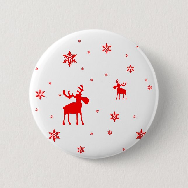 Badge Rond 5 Cm Flocons de neige rouges simples modernes (Devant)