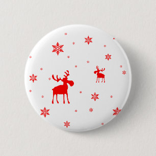 Badge Rond 5 Cm Flocons de neige rouges simples modernes