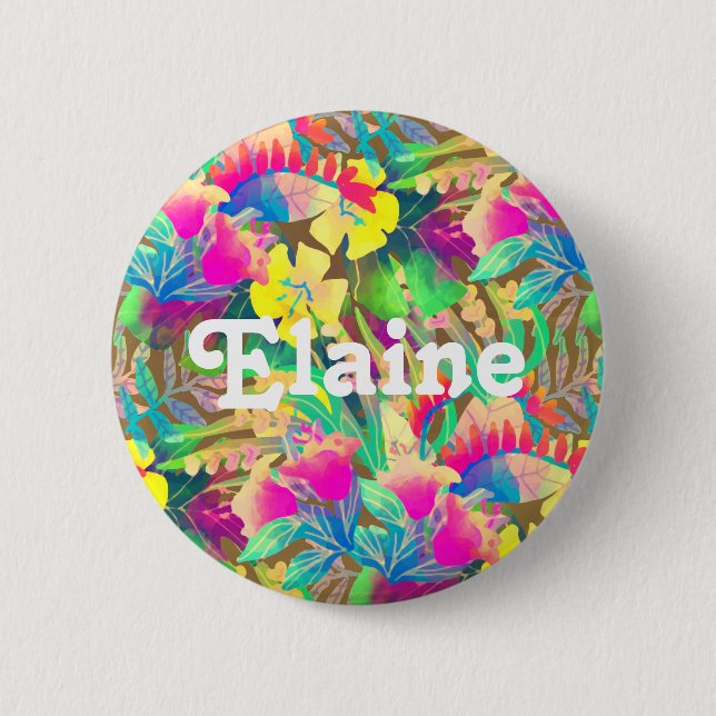 Badge Rond 5 Cm Floral et feuillage hawaïens tropicaux (Devant)