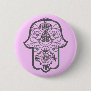 Badge Rond 5 Cm Floral Hamsa