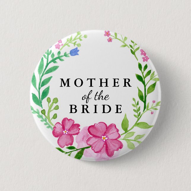Badge Rond 5 Cm Floral Mère du Mariage de mariée (Devant)