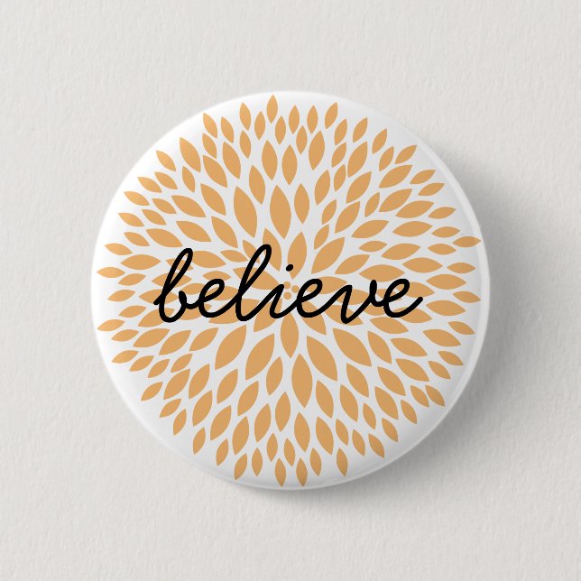 Badge Rond 5 Cm Flore Chic Peach (Devant)