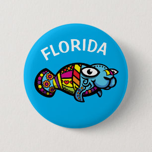 Badge Rond 5 Cm Florida Manatee