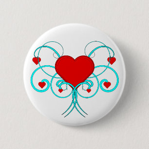 Badge Rond 5 Cm Flourish de coeurs