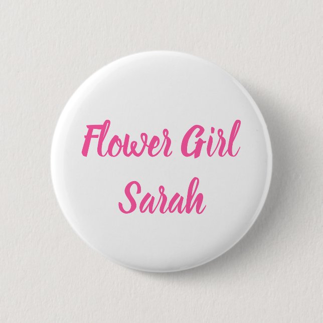 Badge Rond 5 Cm Flower girl Rose Nom personnalisé Cadeaux Mariage (Devant)