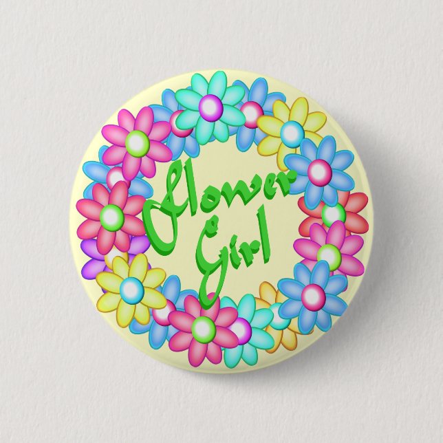 Badge Rond 5 Cm Flower Girl wreath (Devant)