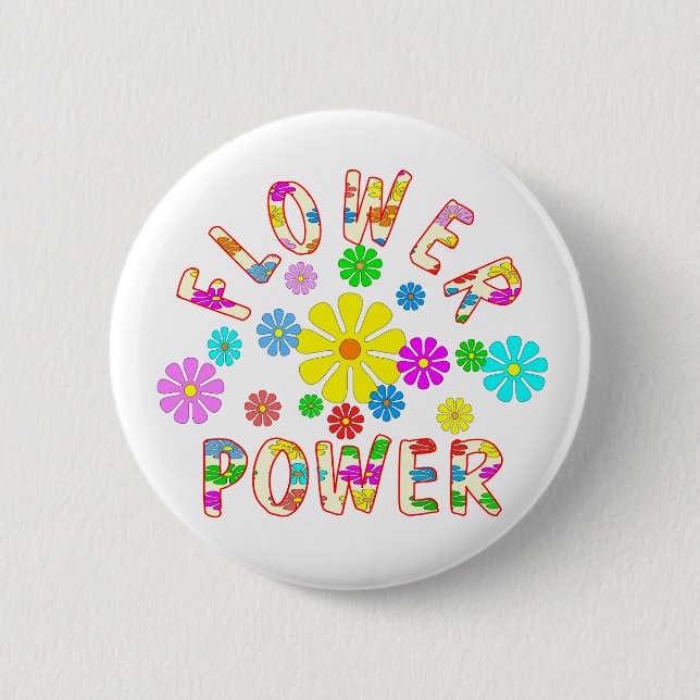 Badge Rond 5 Cm Flower power (Devant)