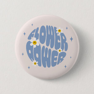 Badge Rond 5 Cm Flower Power Slogan