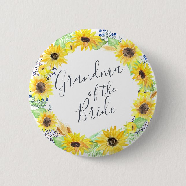 Badge Rond 5 Cm Flowerfields Grand-mère de la mariée (Devant)