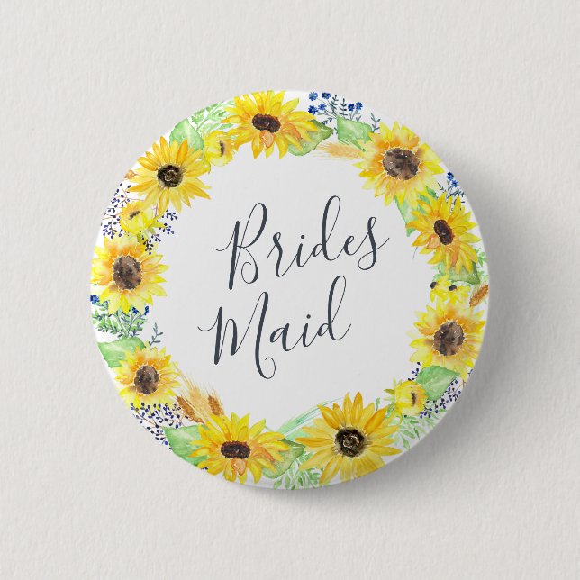 Badge Rond 5 Cm Flowfields Bridesmaid (Devant)