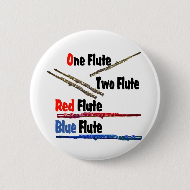 Badge Rond 5 Cm Flûte bleue rouge (Devant)
