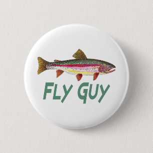 Badge Rond 5 Cm Fly Fly de truite arc-en-ciel