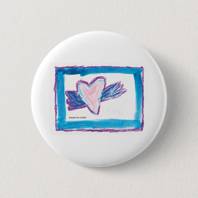 Badge Rond 5 Cm Flying Heart - Kids Art for CHOC (Devant)