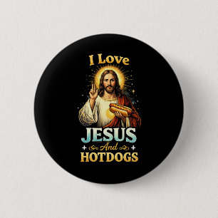Badge Rond 5 Cm Foi, Amour et Hotdogs