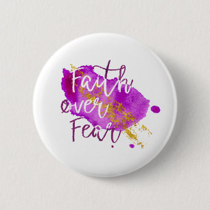 Badge Rond 5 Cm Foi au-dessus d'art chrétien d'aquarelle