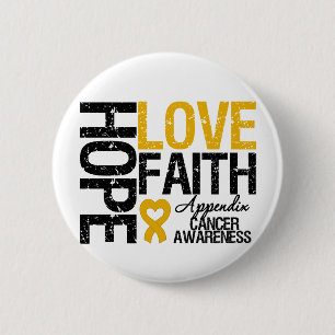 Badge Rond 5 Cm FOI d'AMOUR d'ESPOIR de Cancer d'annexe