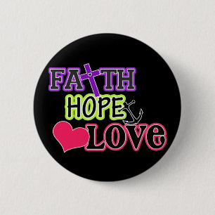 Badge Rond 5 Cm Foi Espérance Amour (noir)