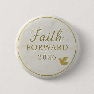 Badge Rond 5 Cm Foi moderne en or et ivoire en avant 2026